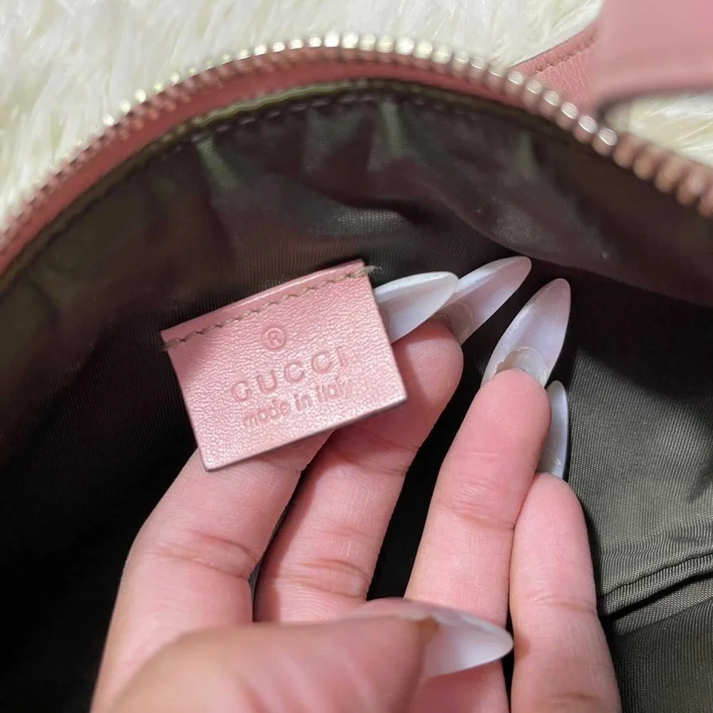 💯AUTH GUCCI PINK MINI SHOULDER BAG LOGO POUCHETTE - Picture 9 of 13